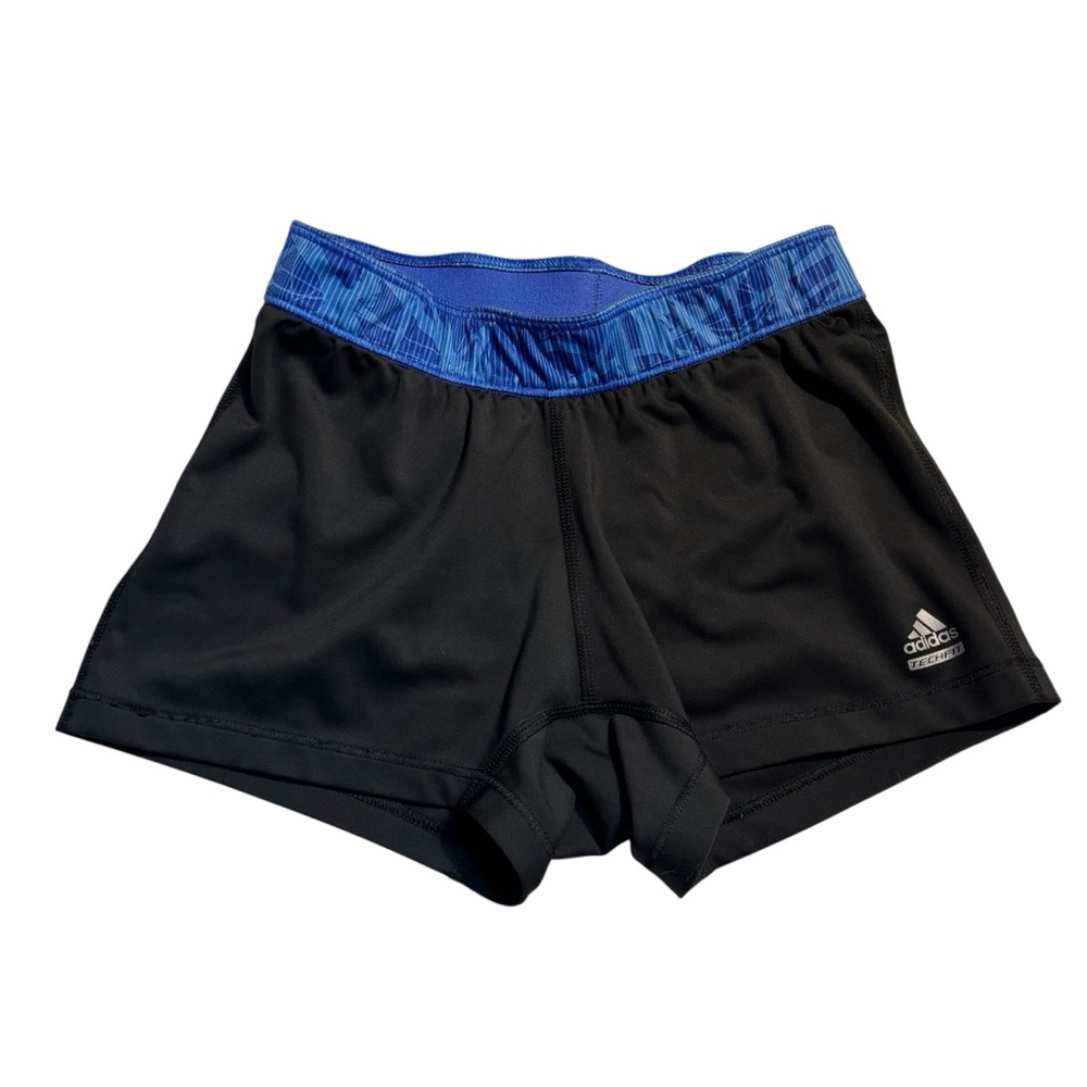 SALE! Adidas Techfit Shorts M Black Athletic Volleyball Shorts Blue Waistband